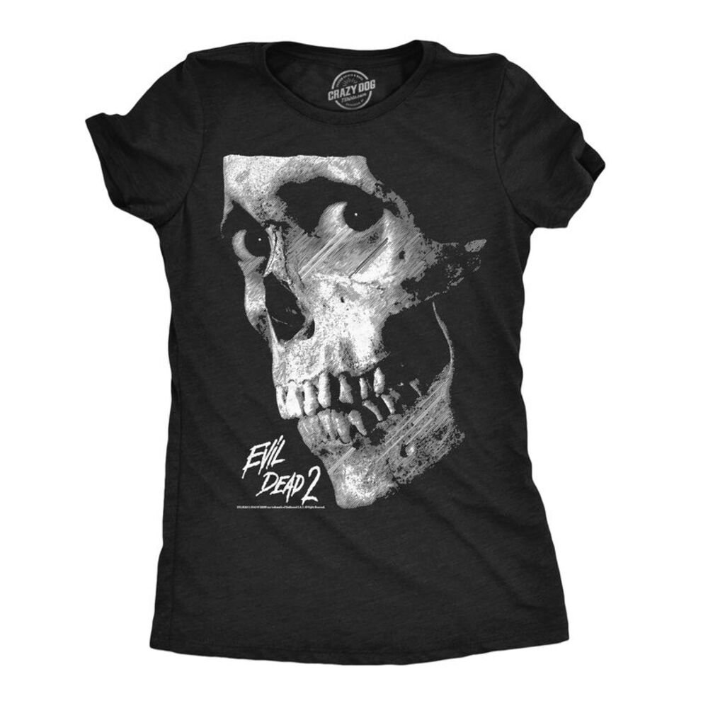 Womens Funny T Shirts Evil Dead 2 Skull Horror Movie Tee For Ladies